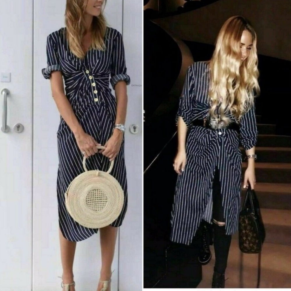 Zara Striped Tunic with Drape Effect - Picture 6 of 8